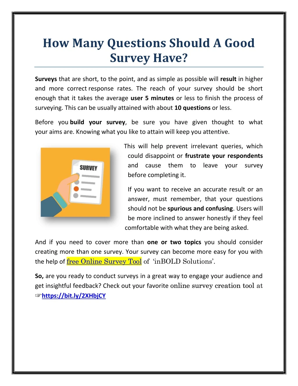 how many questions should a good survey have