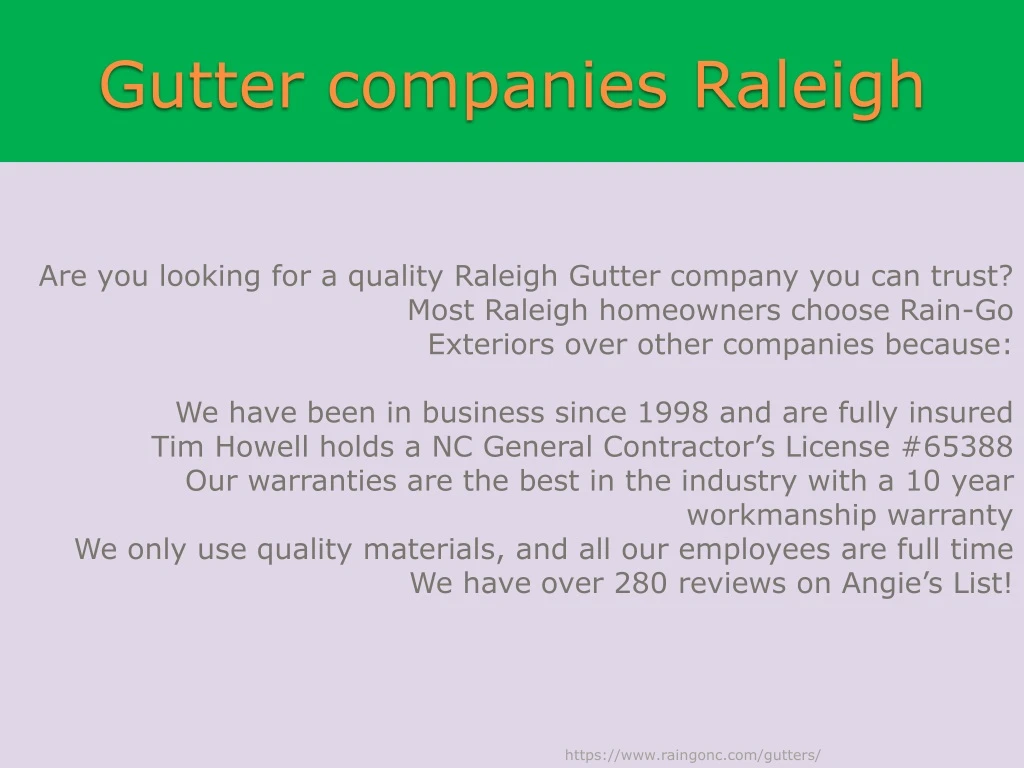 gutter companies raleigh
