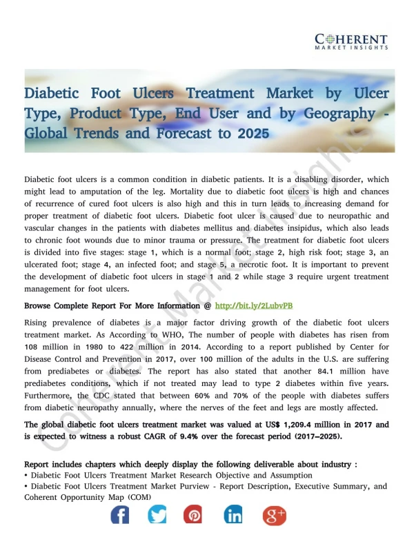 Diabetic Foot Ulcers Treatment Market Global Trends and Forecast to 2025