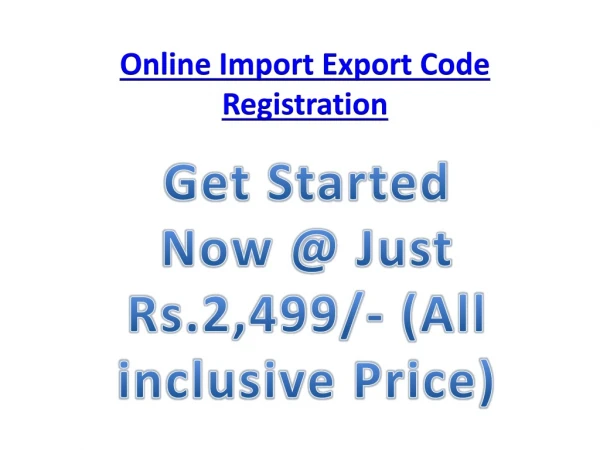 Online Import Export Code (IEC Code) Registration