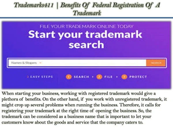 Trademarks411 | Benefits Of Federal Registration Of A Trademark