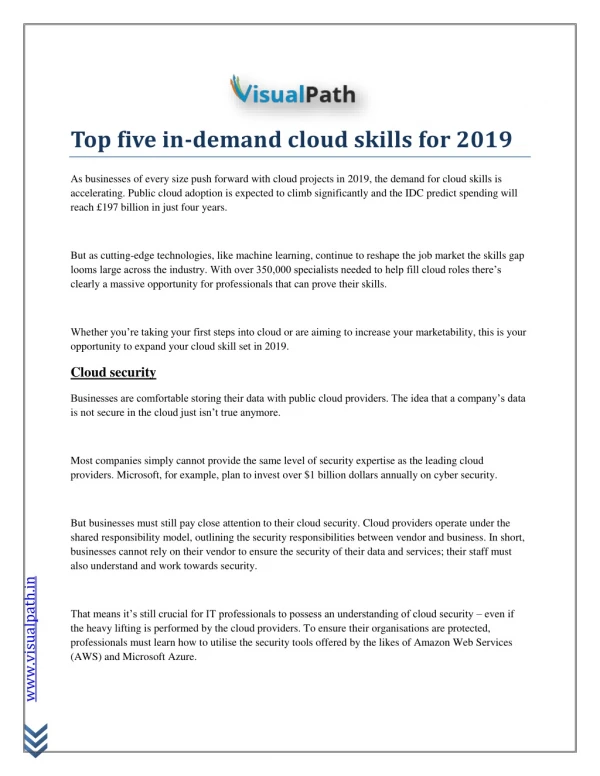 Top five in demand cloud skills for 2019