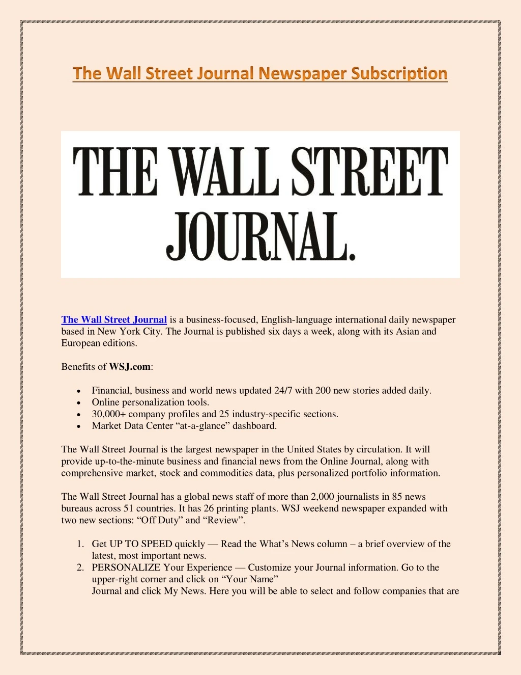 the wall street journal is a business focused