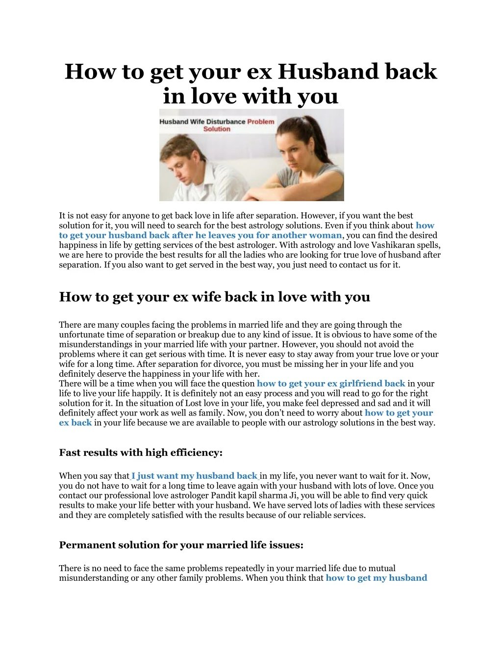 how to get your ex husband back in love with you