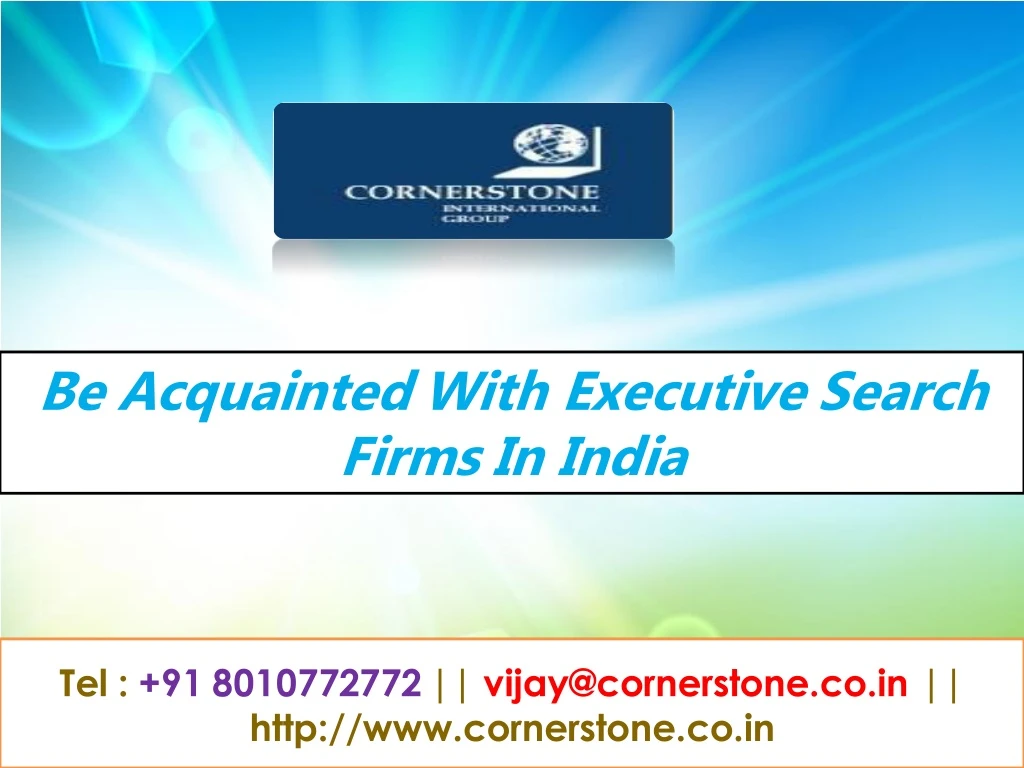 be acquainted with executive search firms in india