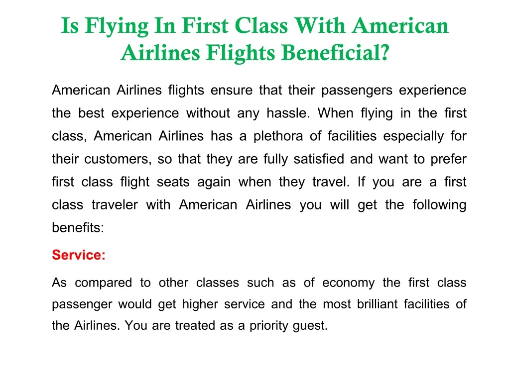 is flying in first class with american airlines flights beneficial