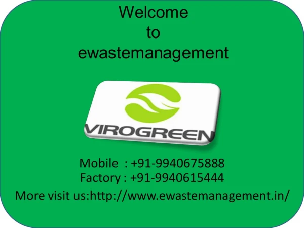 Global e waste management in India