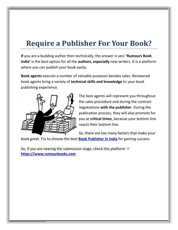 Require a Publisher For Your Book