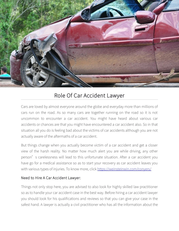 Role Of Car Accident Lawyer