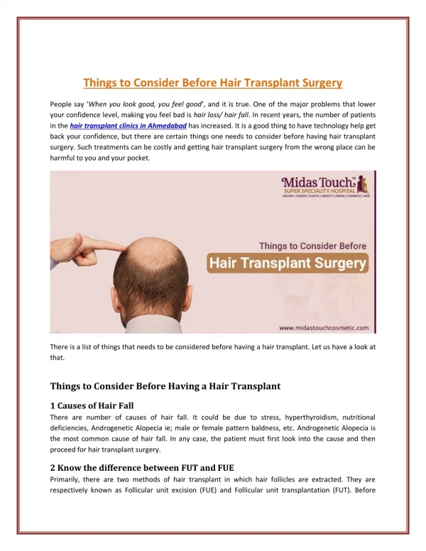 4 Things to be Aware before Going Hair Transplant