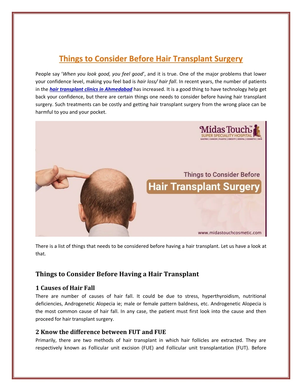 things to consider before hair transplant surgery