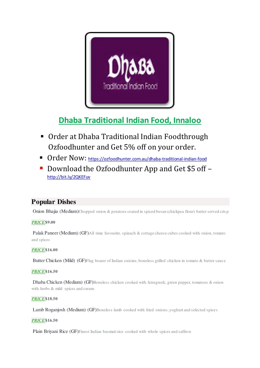 dhaba traditional indian food innaloo