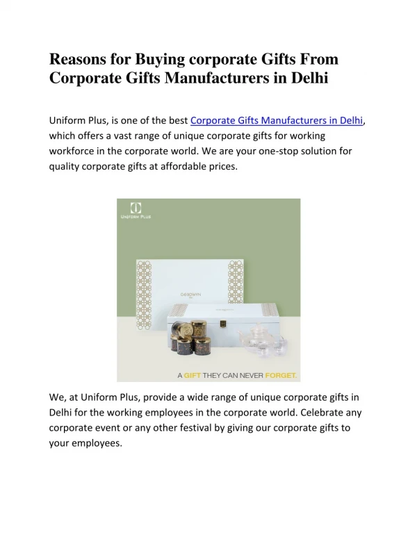 Reasons for Buying corporate Gifts From Corporate Gifts Manufacturers in Delhi