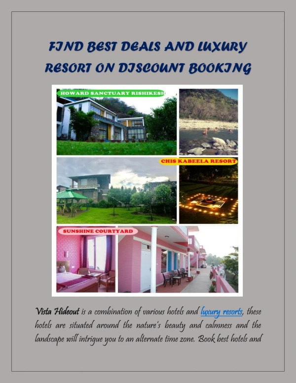 Find Best Deals and Luxury Resort on Discount Booking