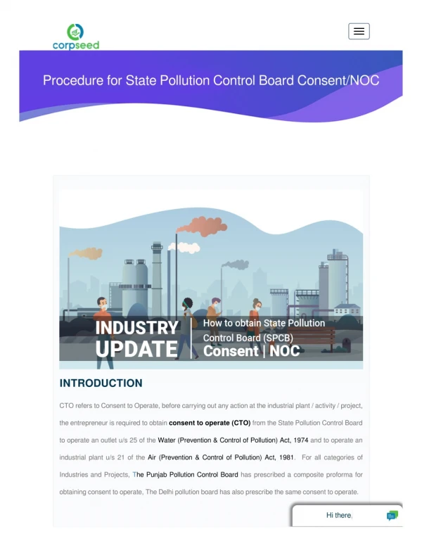 Procedure for State Pollution Control Board Consent NOC