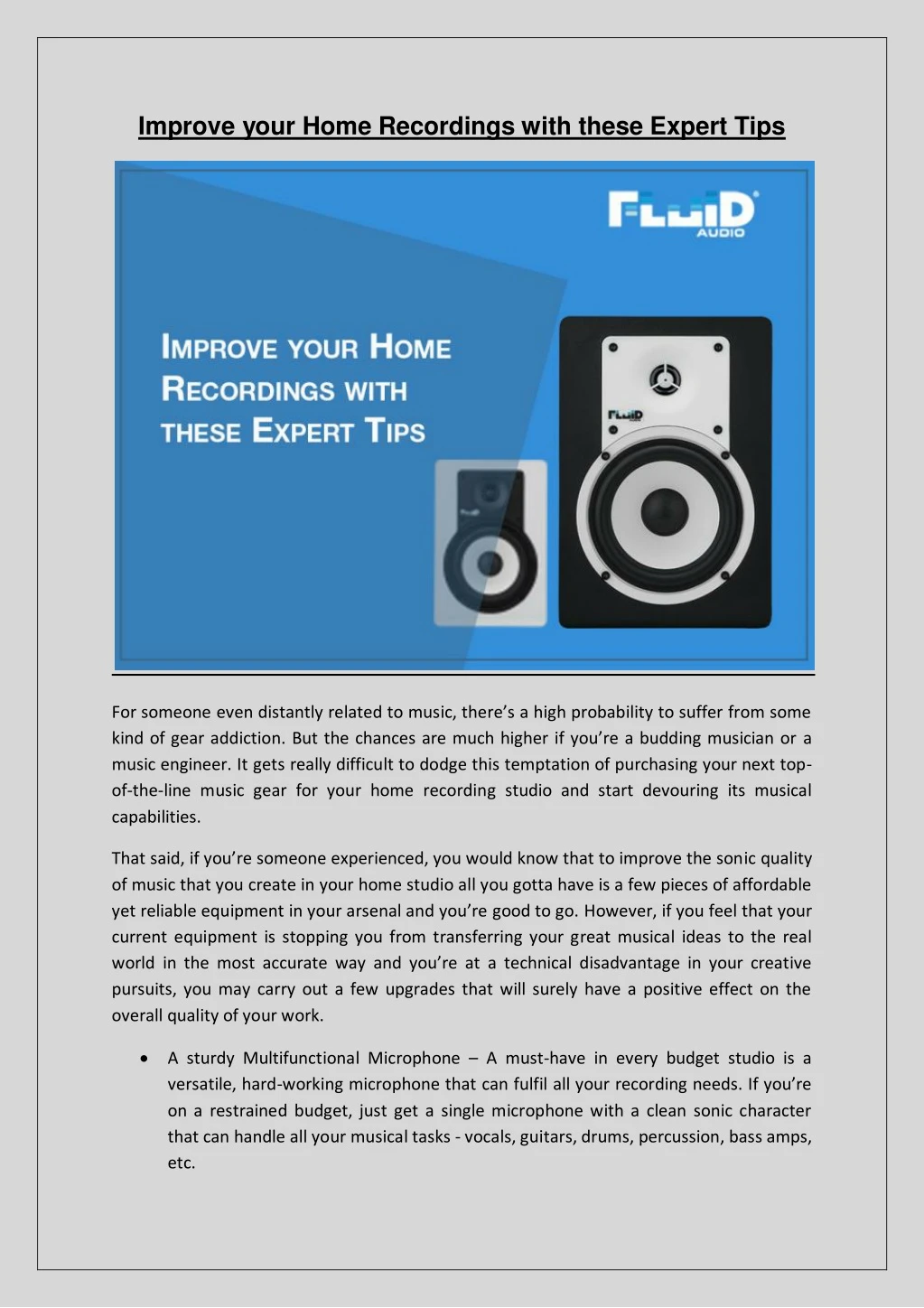 improve your home recordings with these expert