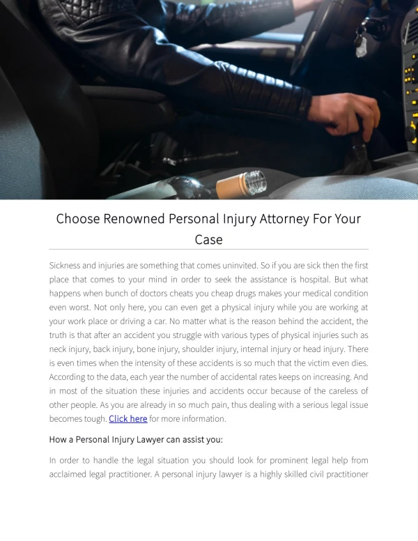 Choose Renowned Personal Injury Attorney For Your Case