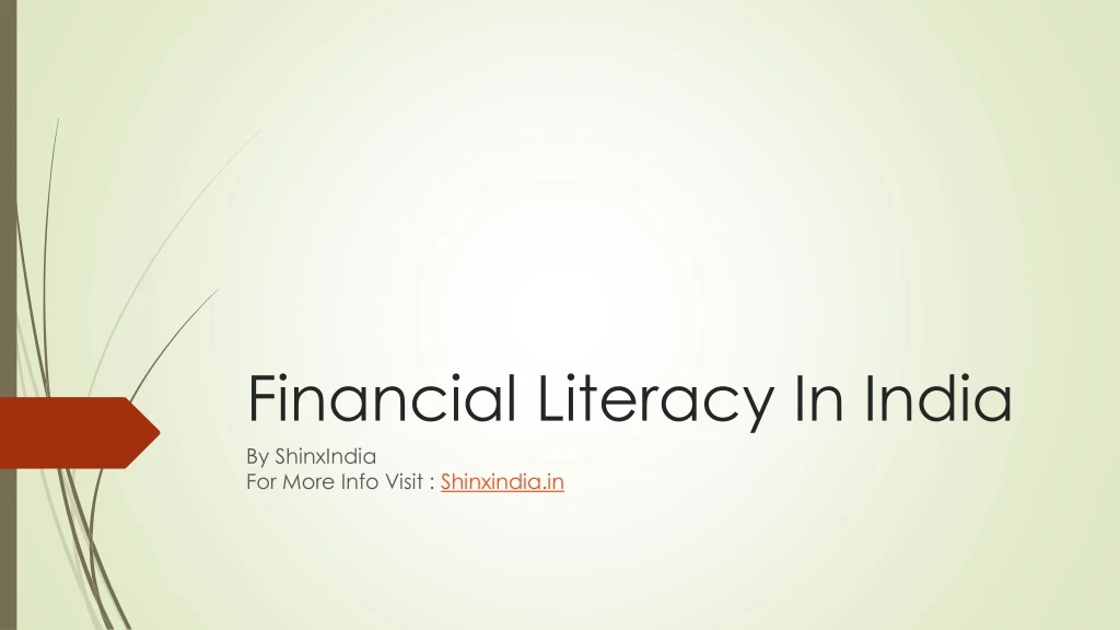 financial literacy in india by shinxindia