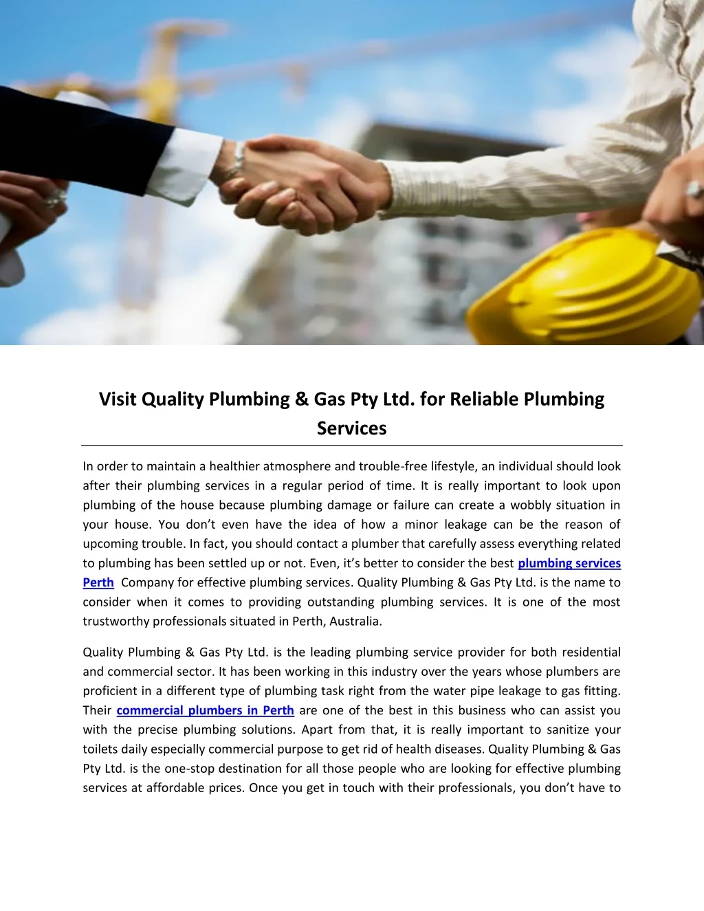 visit quality plumbing gas pty ltd for reliable