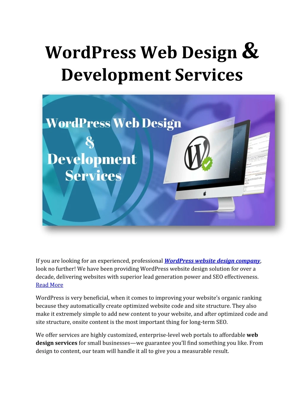 wordpress web design development services