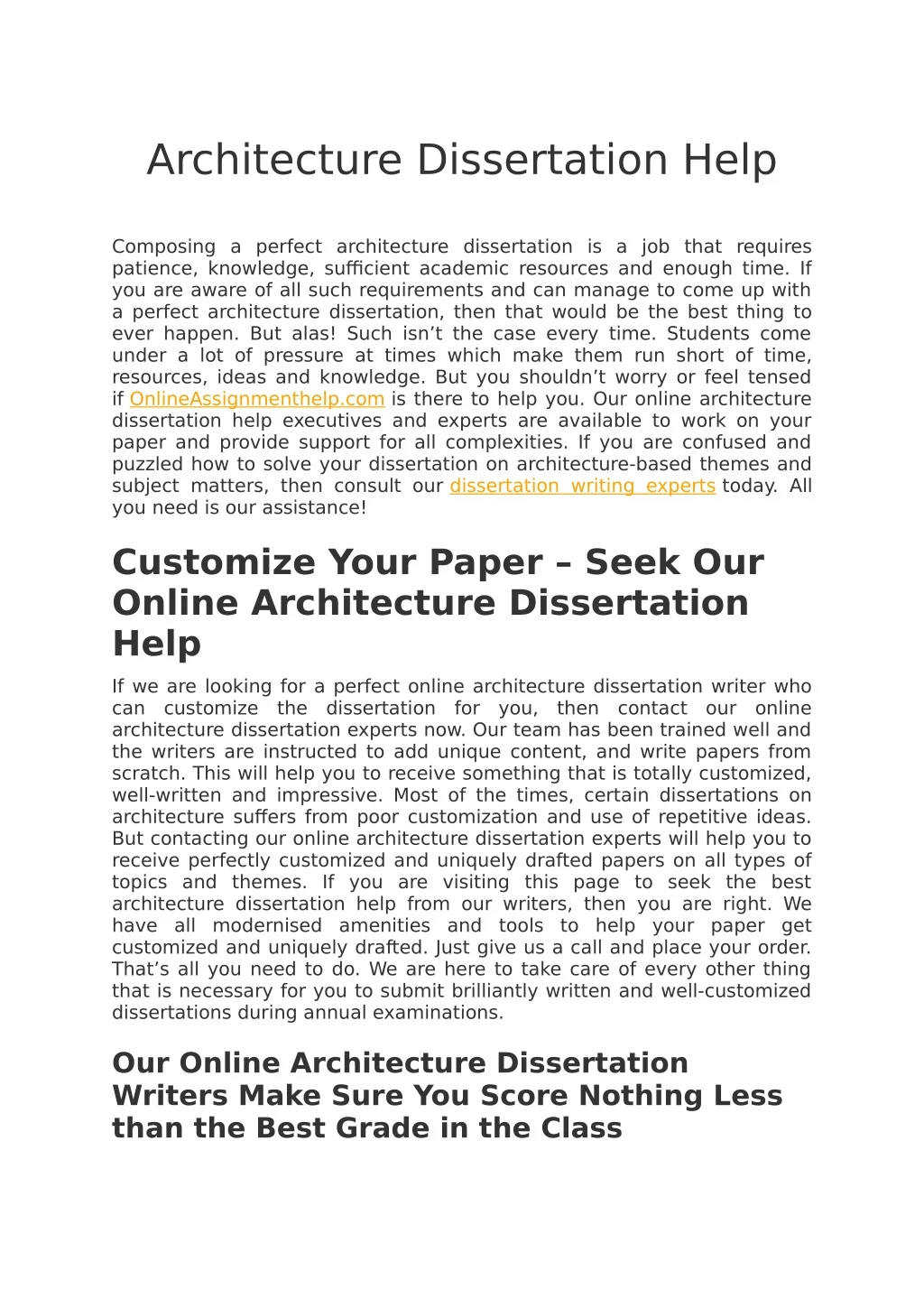 architecture dissertation help
