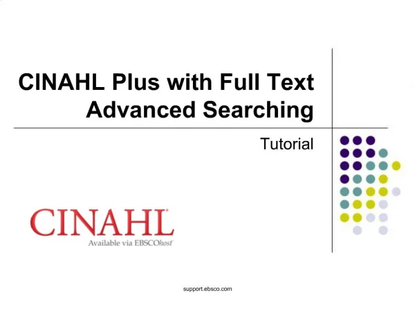 CINAHL Plus with Full Text Advanced Searching