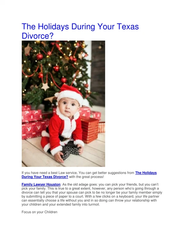 The Holidays During Your Texas Divorce?