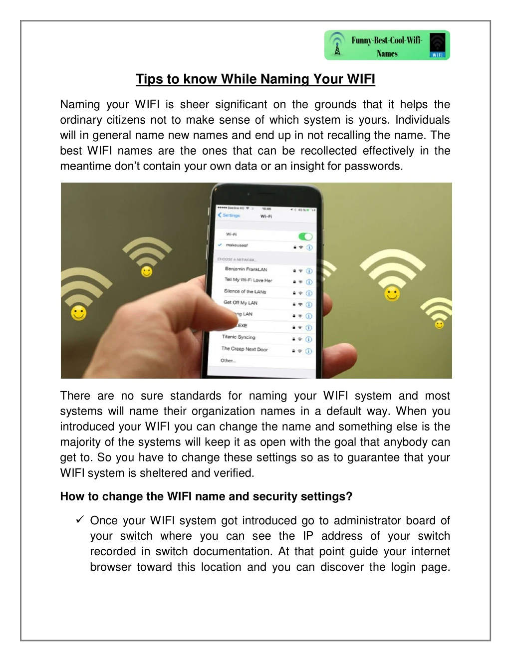 tips to know while naming your wifi