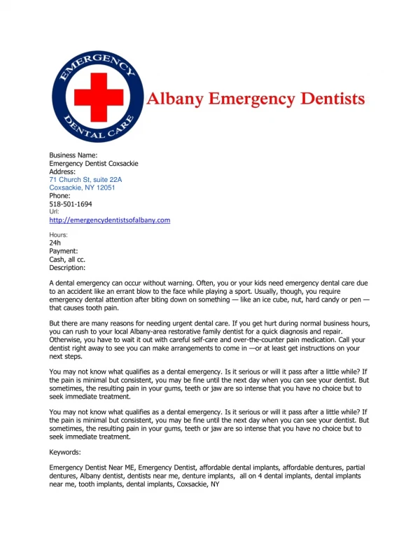 Emergency Dentist Coxsackie