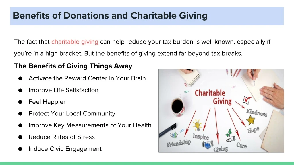 benefits of donations and charitable giving