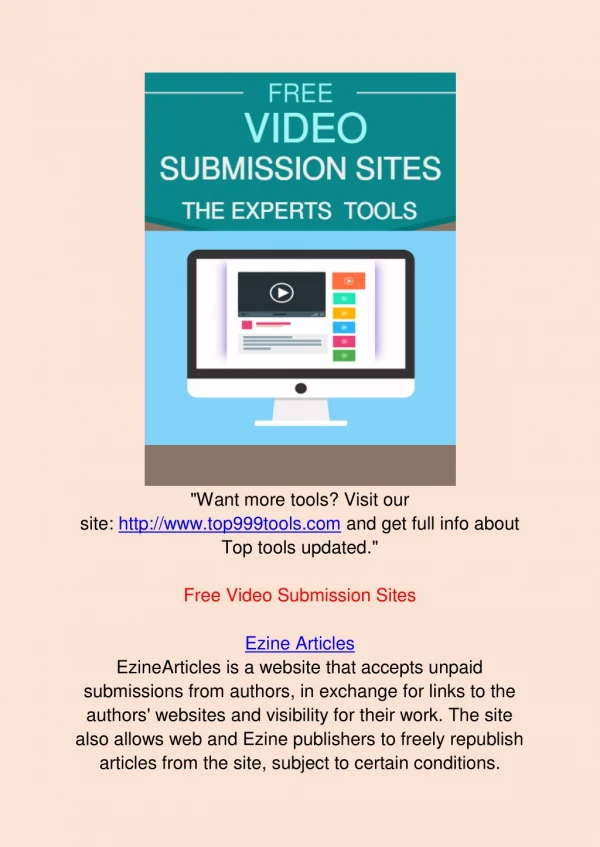 The Expert Tools Free Video Submission Sites