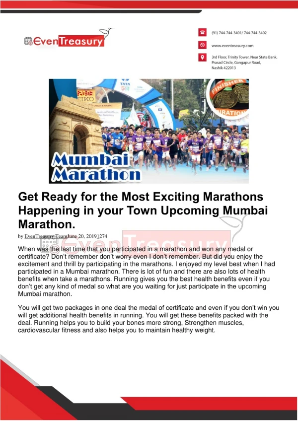 Get Ready for the Most Exciting Marathons Happening in your Town Upcoming Mumbai Marathon.