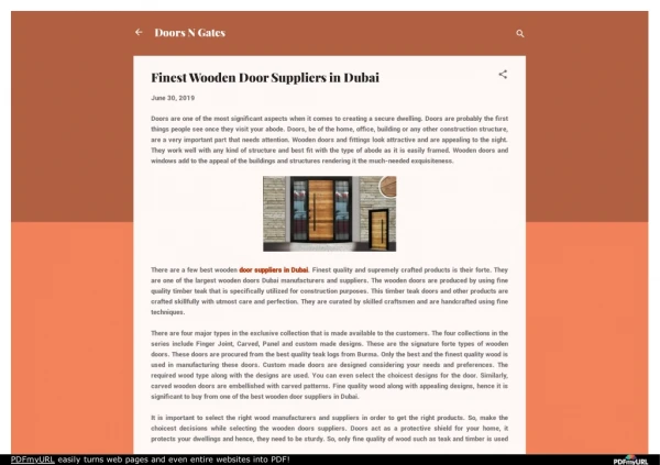 Finest Wooden Door Suppliers in Dubai