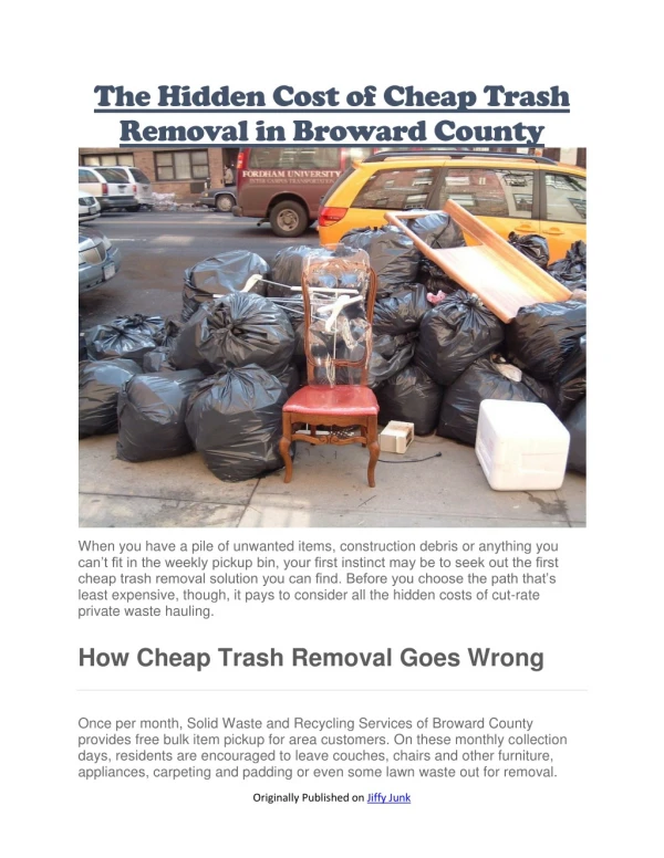 The Hidden Cost of Cheap Trash Removal in Broward County