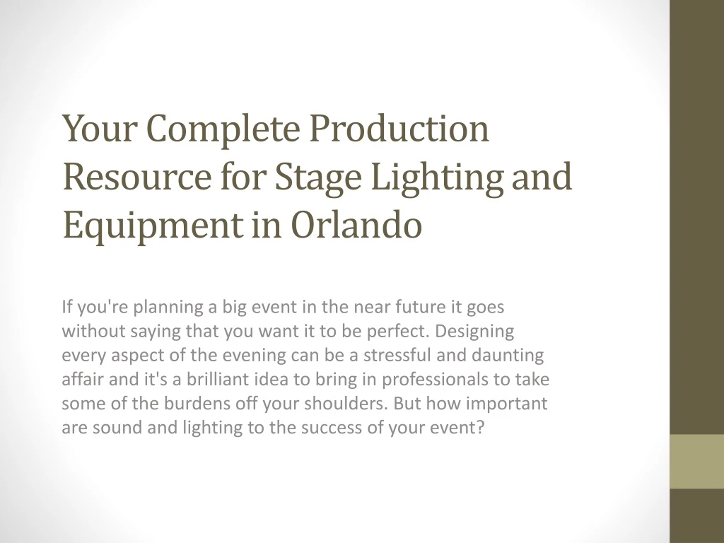 your complete production resource for stage lighting and equipment in orlando
