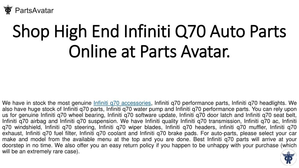 shop high end infiniti q70 auto parts online at parts avatar