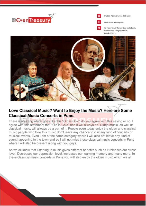Love Classical Music? Want to Enjoy the Music? Here are Some Classical Music Concerts in Pune.