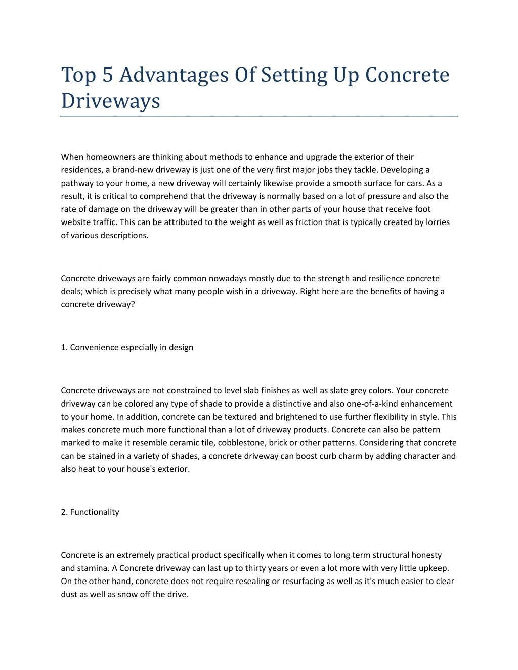 top 5 advantages of setting up concrete driveways