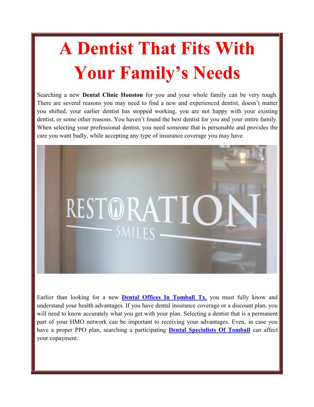 a dentist that fits with your family s needs