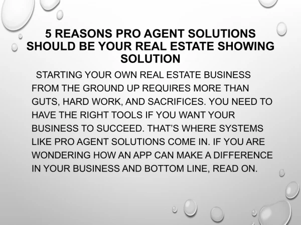 5 Reasons Pro Agent Solutions Should Be Your Real Estate Showing Solution