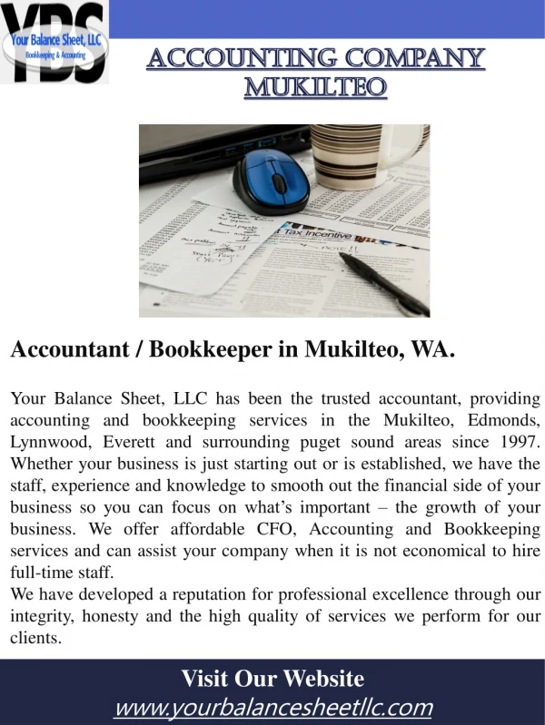 Bookkeeper Services For Small Business Mukilteo | Call - 425-353-5100 | YourBalanceSheetLLC.com
