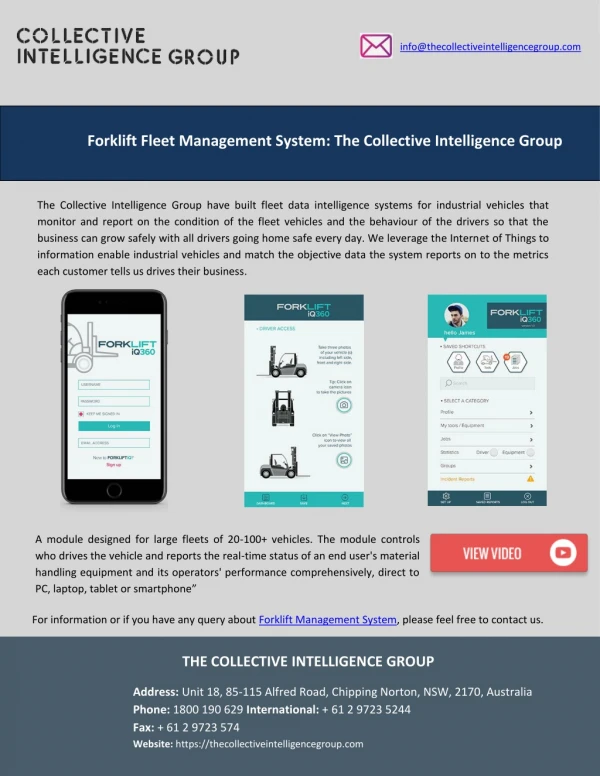 Forklift Fleet Management System: The Collective Intelligence Group