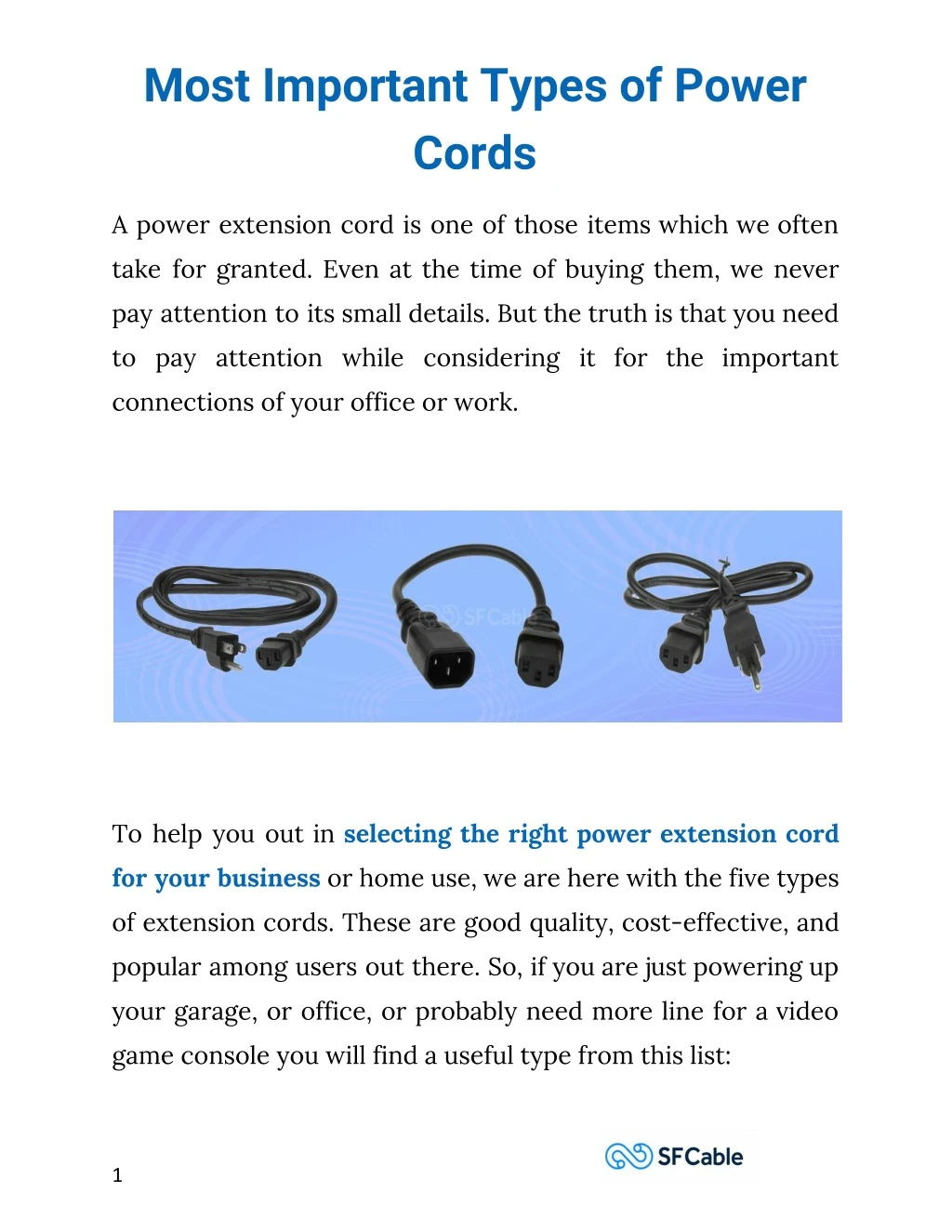 most important types of power cords