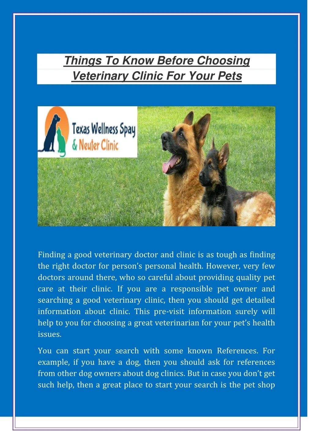 things to know before choosing veterinary clinic