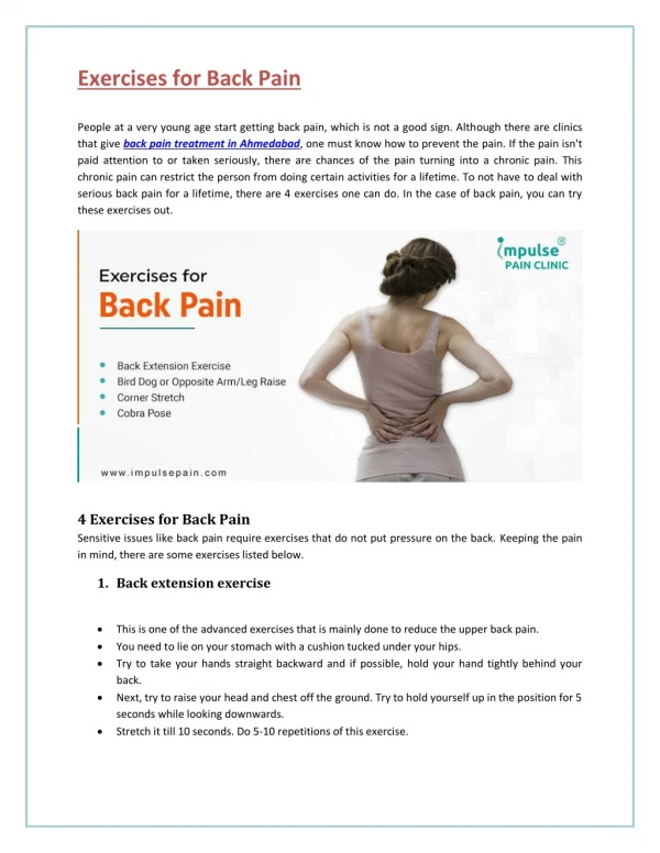 Best Exercises to Cure Back Pain