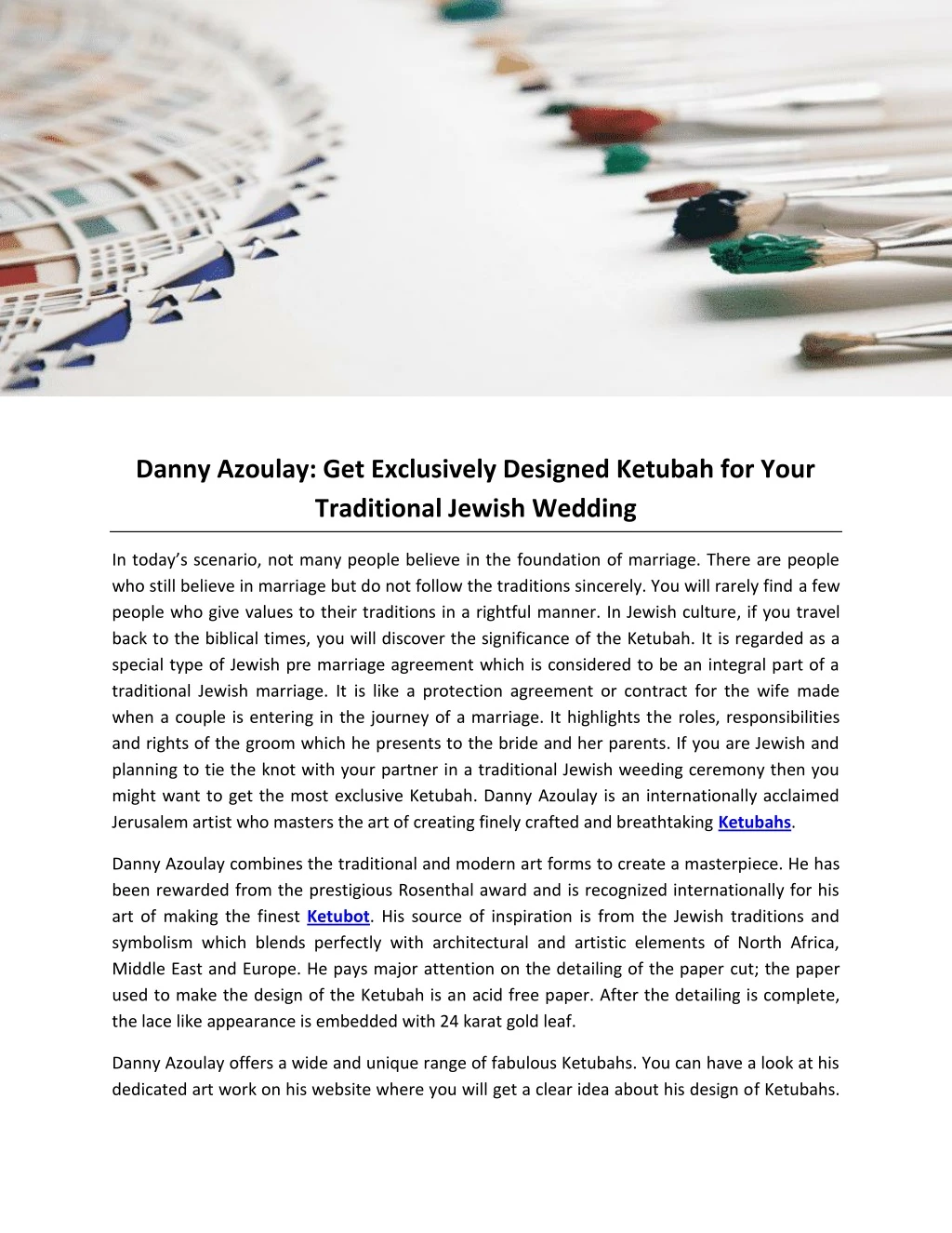 danny azoulay get exclusively designed ketubah