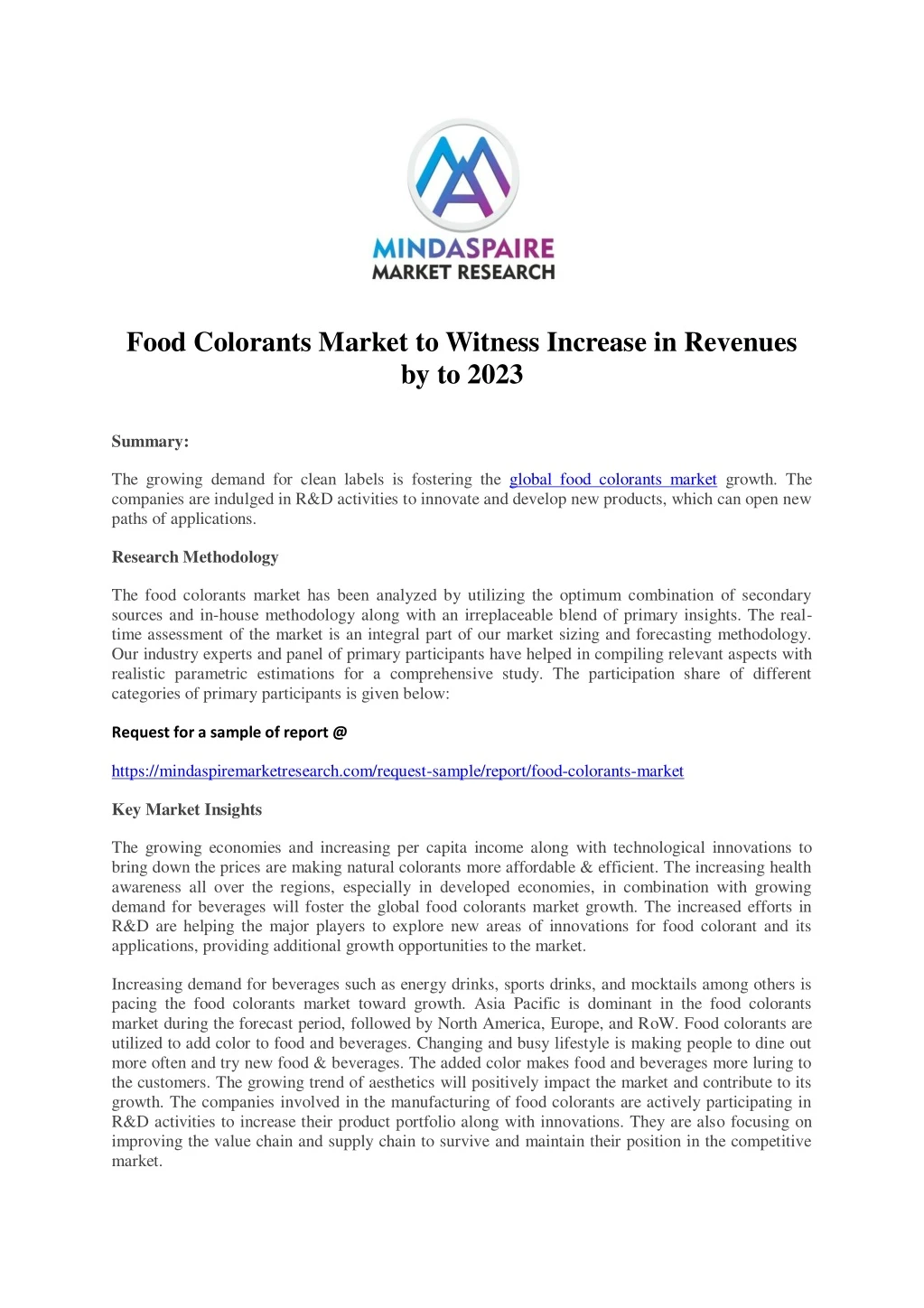 food colorants market to witness increase