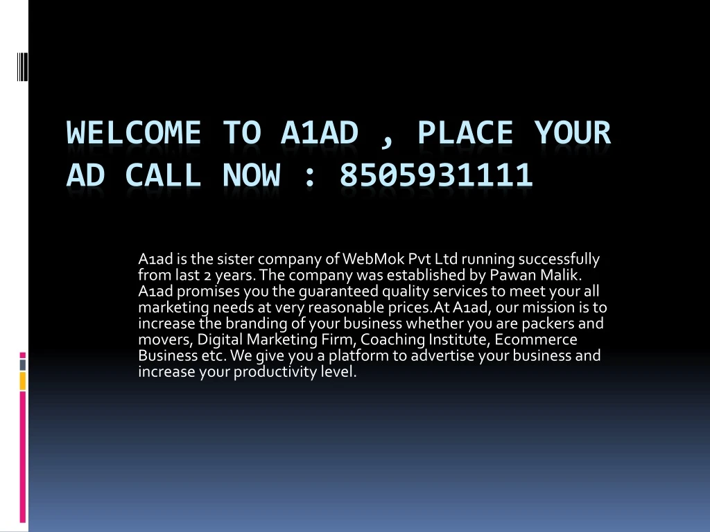 welcome to a1ad place your ad call now 8505931111