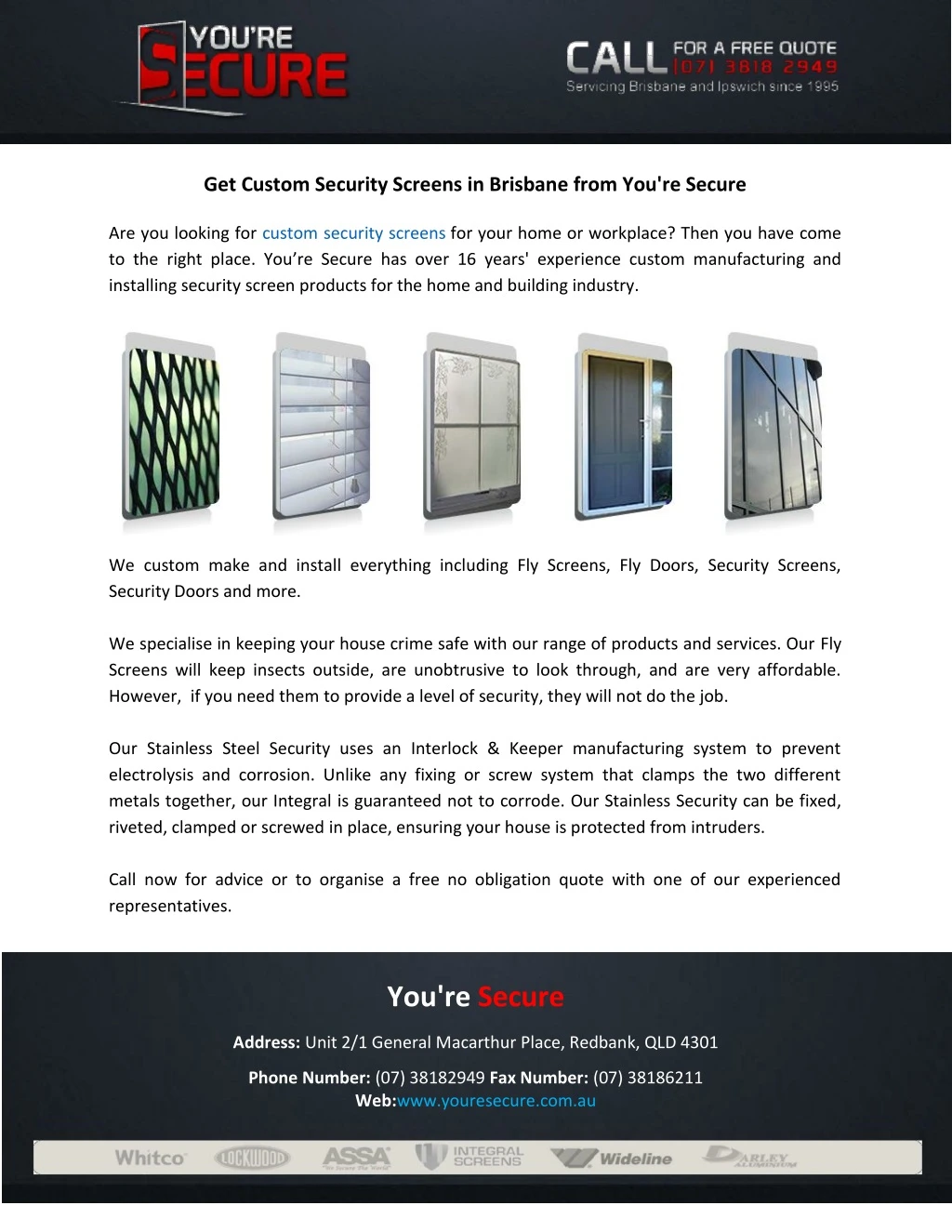 get custom security screens in brisbane from