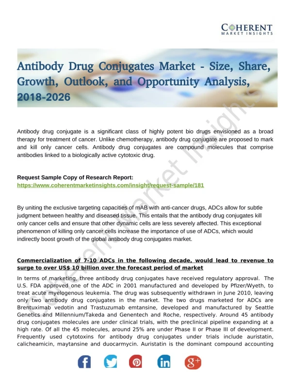 Antibody Drug Conjugates Market: Shows Increasing Demand To Be Observed In The Coming Decade